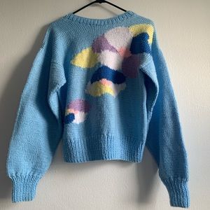 Vintage Sweater with Cloud Motif